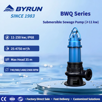Pompe submersible industrielle verticale 15 CV 380 V 40 m pour le nettoyage des conduites d'égouts et des fosses minières, anti-colmatage et auto-amorçante