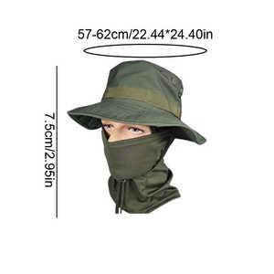 Breathable Hiking Camouflage Adjustable Boonie <b>Hat</b> <b>Summer</b> Outdoor Fishing Military-Style Sunscreen Boonie <b>Hat</b> With Mask - Product Image 3