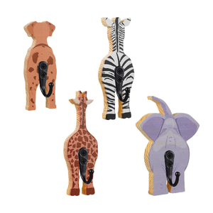 Crochets muraux décoratifs pour manteaux d'enfants Crochets muraux en bois pour animaux de safari Décoration pour <span class=keywords><strong>chambre</strong></span> d'enfant - Product Image 1