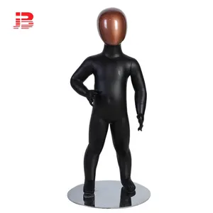 Egg head no wig gold plating standing children mannequin with mask