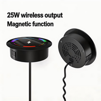 Cargador Inalámbrico Oculto para Muebles YIXIN, Orificio de 60 mm, Carga Rápida Qi de 15 W con Luz Intermitente de Colores, Diseño Compatible con Fundas, 15 W 25 W
