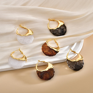 Hoop <b>Earrings</b> Resin Gold Plated Women's Fashion Jewelry Autumn Winter Style - Product Image 3