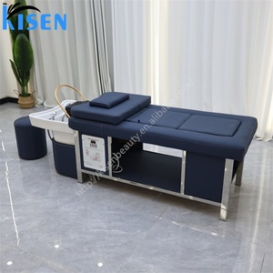 Kisen Barbershop Essential Shampoo Chair Head Spa <b>Bed</b> Scalp Body Sauna Massage Table Water Circulation <b>LED</b> Light Therapy System - Product Image 5