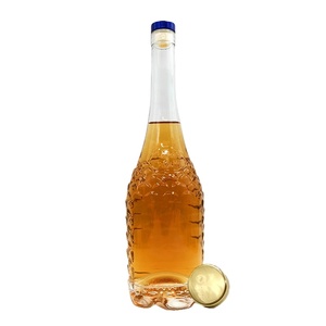 Chai thủy tinh tròn trong suốt 250ml 500ml 750ml 1000ml, khắc họa tiết, dùng đựng rượu <span class=keywords><strong>Tequila</strong></span>, Brandy, nút chai kín hơi - Product Image 1