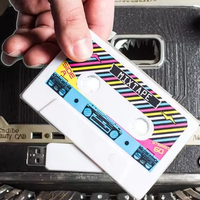 Clé USB 2.0 en plastique OEM en forme de cassette audio, 1 Go-128 Go, prix de gros, logo personnalisé, garantie 3 ans, vitesse rapide, idéale pour les cadeaux