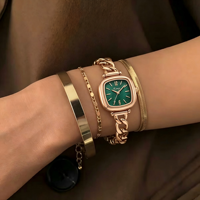 Montre-bracelet à quartz pour femme avec cadran classique en nacre, coffret cadeau montre et bracelet de Noël