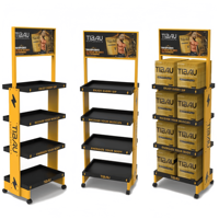 Étagère de présentation de suppléments en bois à plusieurs niveaux détachable - Étagère de point de vente pour magasin de sport/fitness pour aliments