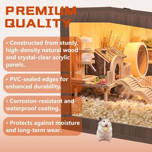 Gabbia per Criceti con Tetto in Legno Resistente ai Morsi, Costruzione Solida e Premium, Ventilata per Porcellini d'India e Piccoli Animali - Product Image 4