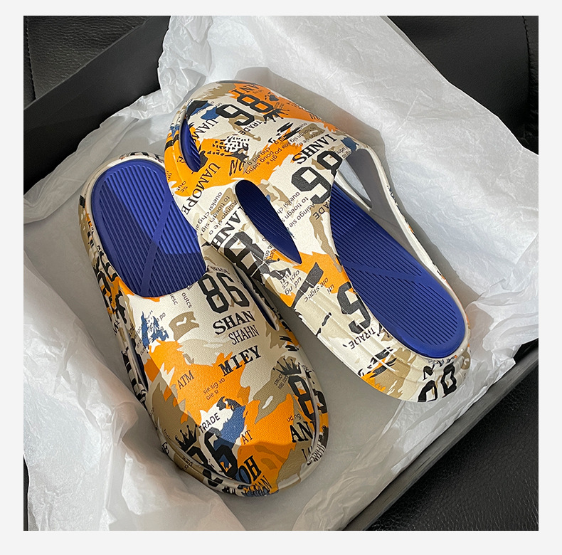 Unisex Anti-slip Soft Women EVA Outdoor Slipper Summer Beach Shoes Women and Men Printing Slides