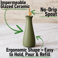 Distributeur d'huile d'olive en céramique avec bec verseur auto-fermant doré, bouteille anti-fuite pour huile d'olive vierge extra, bec verseur auto-fermant en acier inoxydable