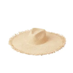 Großhandel Overs ize Damen Natur stroh Breiter Rand Sun Beach Frauen Strohhüte Chapeus Sombreros Naturrasen Strohhut