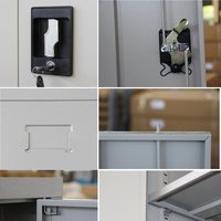 Archivador Metálico de Acero con Doble Puerta con Cerradura y 4 Estantes Ajustables de Gran Capacidad para Almacenamiento de Documentos de Oficina