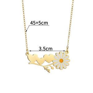 Collar de Acero Inoxidable con Nombre Personalizado, Estilo Bohemio, Flor de Margarita, Chapado en Oro, para Fiestas Románticas, Collar Geométrico con Número - Product Image 2