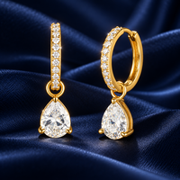 Boucles d'oreilles pendantes en diamant de laboratoire CVD HPHT de haute qualité IGI 1CT DEF VVS taille poire avec créoles pavées en or massif 10K 14K 18K