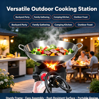 Station de cuisson extérieure certifiée CSA 54000 BTU avec brûleur à gaz propane et ensemble de wok en fer, vente directe fabricant pour la vente en gros aux États-Unis