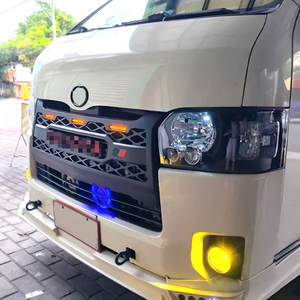Parrilla Delantera para Toyota Hiace 14-19, Estilo GR, LED, Parachoques Delantero de Plástico ABS Negro con Etiqueta Roja - Product Image 1