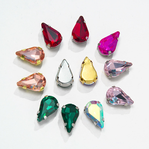 Kristal Rhinestone Bentuk Tetes 13*18mm, Flatback, untuk Dijahit, Setting Cakar Logam, untuk Sepatu, Gaun, dan Fesyen - Product Image 2