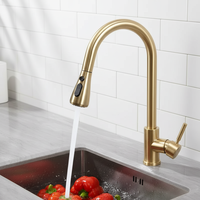 Robinet de cuisine de luxe extractible avec jet cascade et pluie, flexible