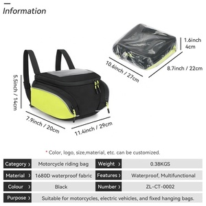 ADV Dual Sport Touring Dirt Bikes 8L 1680D Sac à bagages de <span class=keywords><strong>moto</strong></span> étanche avec fermetures éclair antichoc et poche pour carte de téléphone - Product Image 6