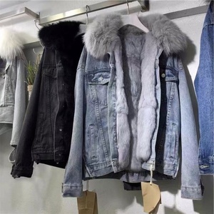 Veste d'hiver à manches longues la plus vendue, manteau en fourrure pour femmes, veste en jean avec fourrure - Product Image 3