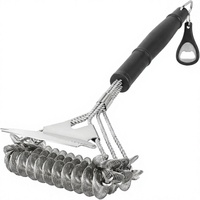 Brosse de nettoyage de barbecue sans poils en plastique, grattoir à spirale renforcé, manche long, nettoyeur de barbecue sûr pour grilles à gaz et à charbon de bois