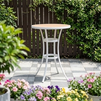 Table de bistrot ronde en WPC avec cadre en aluminium incurvé moderne, imperméable, anti-UV, pour café, balcon, jardin, terrasse