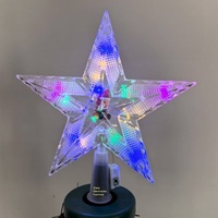 LED Weihnachts baum Topper 20cm Doppels chicht Fünf-Punkt-Stern mit Glocke und Schneemann Design PVC Weihnachts dekoration