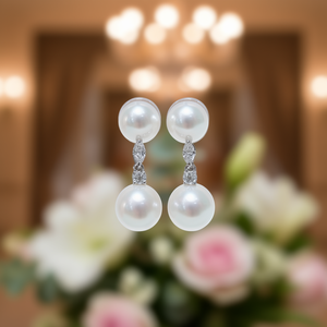 Pendientes de Perlas Akoya en Oro Blanco y Plata 925, Perlas Cultivadas AAA, Joyería Clásica para Mujer, Ideal para Bodas - Product Image 2