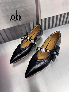 Femmes à la mode printemps automne bride à la cheville chaussures 3cm en peau de mouton Ballet avec perle nœud papillon respirant et antidérapant - Product Image 4