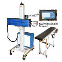 Machine de marquage laser 30W 40W CO2 en ligne, haute vitesse, pour gravure laser en vol sur convoyeur, date de production, plastique