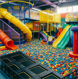 Parco Giochi al Coperto Personalizzato Chiavi in Mano: Trampolini, Scivoli, Enorme Macchina Spara Palline, Parete da Arrampicata per Tutte le Età - Product Image 1