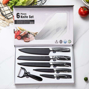 Ensemble de couteaux couperet en acier inoxydable antiadhésifs de six pièces fini en marbre noir Chef <span class=keywords><strong>boucher</strong></span> approuvé pour <span class=keywords><strong>la</strong></span> cuisine - Product Image 2