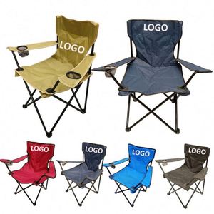 Custom Logo Printed Beach Chair Armrest Chairs Oxford Fabric Folding Metal Beach Chair - Product Image 1