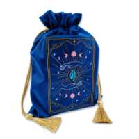 Pochette à bijoux en velours avec motif brodé personnalisé, doublure en satin, cordon de serrage, sac à dés en velours, sac à cartes de tarot
