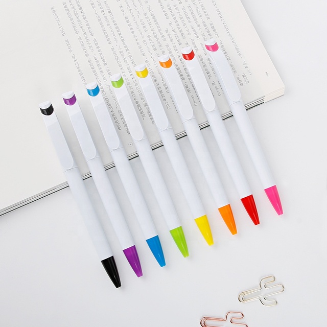 Custom Logo High Quality Plastic Advertising Pen Full Color Printing Pen UV Printing Sublimating White Plastic Pen
