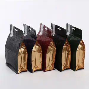 Manufactured in China biodegradable matte plastic mylar flat bottom zipper bag coffee bean/tea/nut/spice food packing pouch