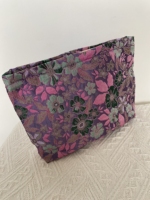 Festival des Achats : Grande Vente – Petite Trousse de Maquillage en Tissu Jacquard Brodé Personnalisé avec Fermeture Éclair, Motif Nœud Floral Violet