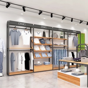 Présentoir de <span class=keywords><strong>Magasin</strong></span> de Vêtements pour Hommes en Fer Forgé, Décoration de Boutique Tendance, Étagère de Supermarché, Porte-Présentoirs au Sol Métallique - Product Image 2