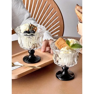 Tazón de Postre de Vidrio Tallado con Base Alta, Estilo Nórdico, para Helado, Uso Individual en Fiestas - Product Image 1