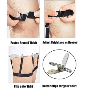 2 Pcs Ceinture ajustable pour <span class=keywords><strong>chemise</strong></span> pour <span class=keywords><strong>homme</strong></span> avec clips antidérapants pour jarretelles Jarretelles pour <span class=keywords><strong>chemise</strong></span> à jambe cachée Vêtements pour cuisses - Product Image 2