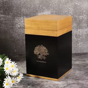 Wooden Square Pet <b>Urn</b> Solid Wood <b>Cat</b> Dog Memorial Cremation Box In Loving Memory Tree Design - Product Image 1