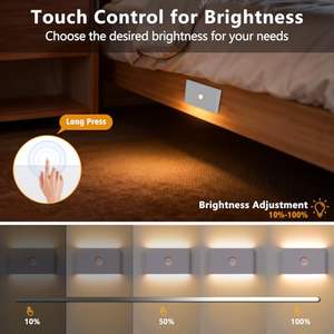 ضوء ليلي بمستشعر حركة قابل لإعادة الشحن، بطارية 2700 كلفن، إضاءة LED بمؤشر تجسيد لوني Ra80، أضواء مغناطيسية/قابلة للصق للخزانة والدرج وغرفة النوم والمطبخ - Product Image 5