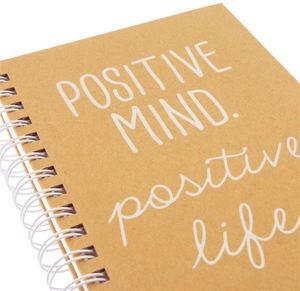 A5 Leather Cover Mind Positive Life Spiral Bound Writing <b>Journals</b> Premium Paper 80 Sheets Customizable Notebook - Product Image 1