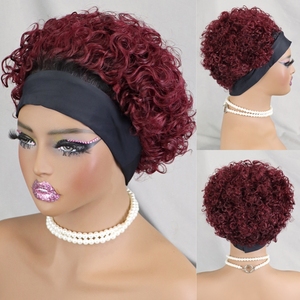 Perruque bandeau ondulée bouclée, densité 180%, coupe courte pixie, cheveux humains, pour femmes, sans dentelle frontale, sans colle, entièrement fabriquée à la machine - Product Image 3