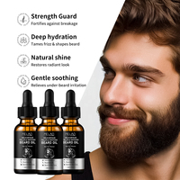 Huile de croissance de barbe à base de plantes, marque privée, avec hélichryse, romarin, vitamine E, nourrissante, anti-casse, pour une barbe épaisse et pleine pour hommes