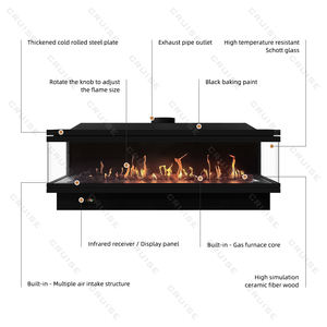 Chimenea de <span class=keywords><strong>Gas</strong></span> de 3 Lados con Control Remoto Inteligente y Ecológico CRUISE, Combustible de <span class=keywords><strong>Gas</strong></span> <span class=keywords><strong>Natural</strong></span>/<span class=keywords><strong>Gas</strong></span> Licuado, 1219x720x380mm - Product Image 5