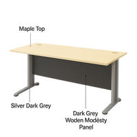Table de bureau exécutive rectangulaire extensible moderne et élégante avec tiroir de rangement mural, plateau en bois mélaminé durable, AY Office