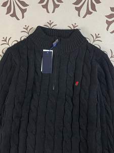 高端设计师品牌秋冬刺绣保暖半拉链毛衣马logo针织毛衣 - Product Image 2