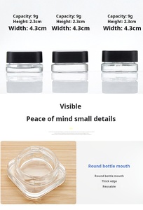 Atacado Viagem Portátil Pequena Amostra Creme Dispenser Garrafas De Vidro Claro 9g Quadrado Lip Balm Eye Gel <span class=keywords><strong>Jar</strong></span> com Cap Preto - Product Image 5