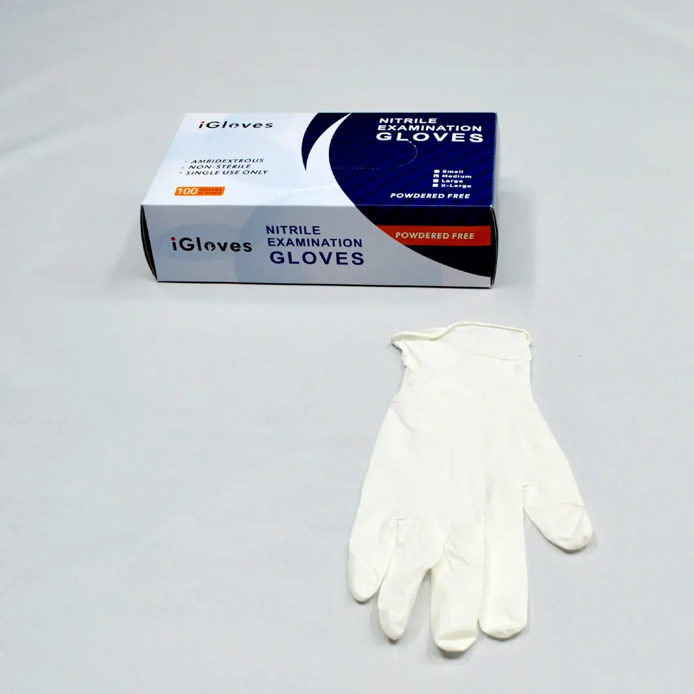 Guanti monouso in Nitrile bianco all'ingrosso 4 Mil senza polvere per l'esame guanti in Nitrile di piccole dimensioni bianchi